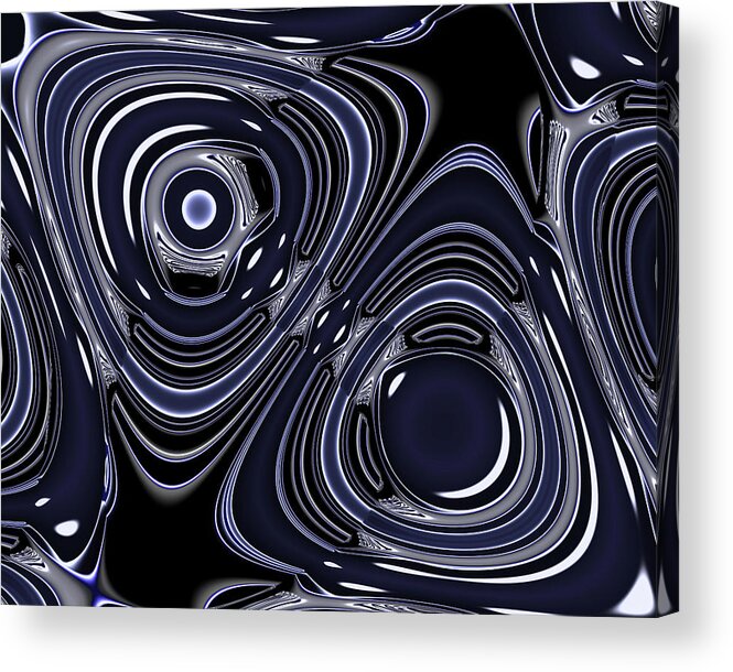 Abstract Acrylic Print featuring the digital art Lapis and Chrome Abstract by Judi Suni Hall
