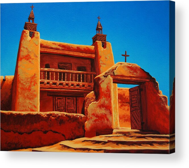 Southwest Acrylic Print featuring the painting Las Trampas by Cheryl Fecht