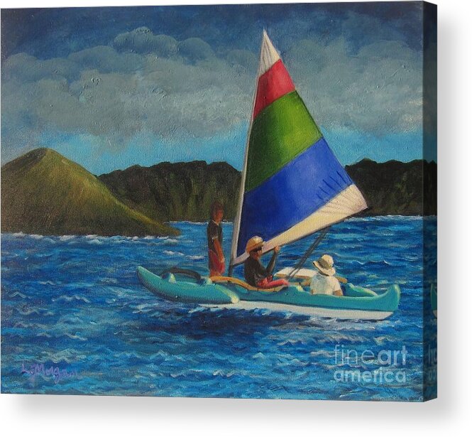 Sailboats Acrylic Print featuring the painting Last Sail Before the Storm by Laurie Morgan
