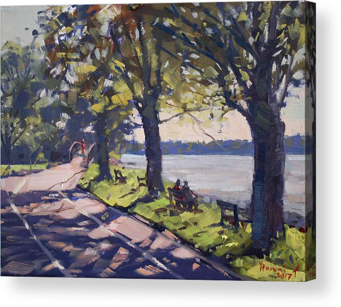 Late Afternoon Acrylic Print featuring the painting Late Afternoon at Niawanda Park by Ylli Haruni