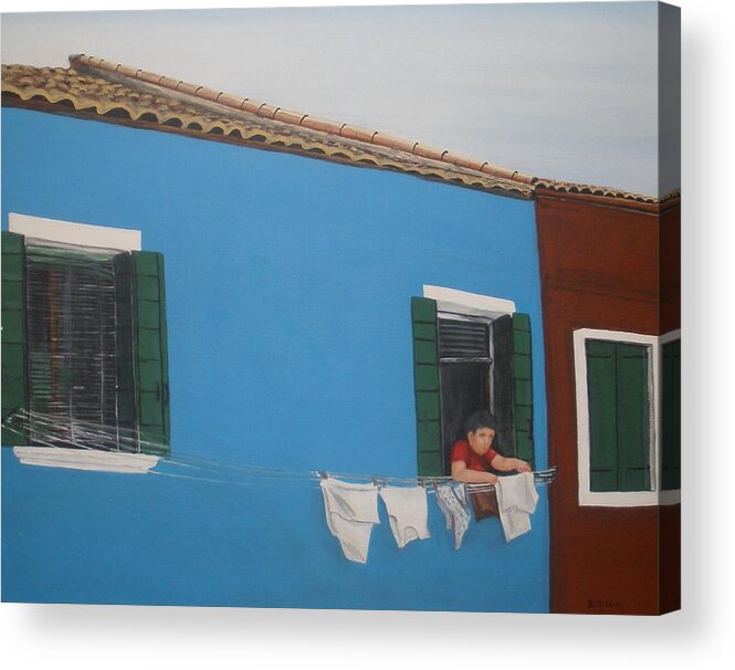 Italy Acrylic Print featuring the painting Laundry day by Betty-Anne McDonald