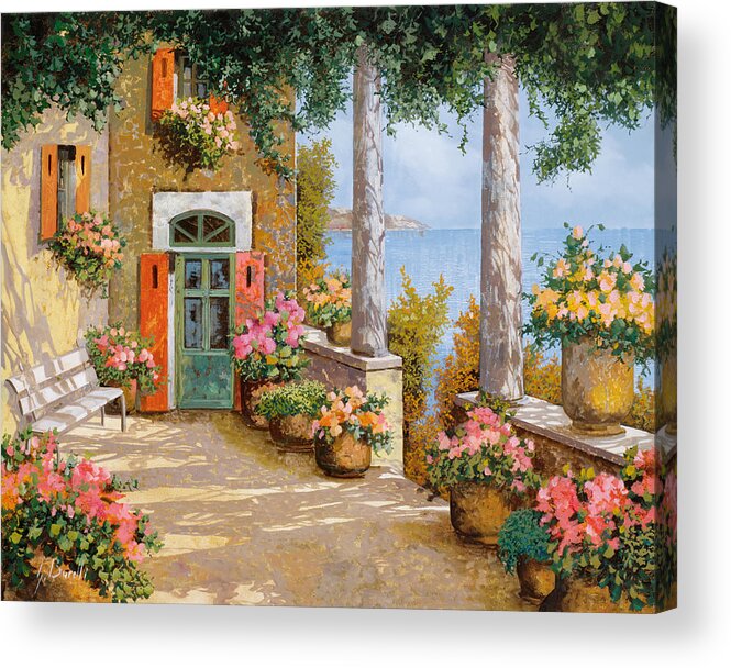 Terrace Acrylic Print featuring the painting Tra Le Colonne In Terrazzo by Guido Borelli