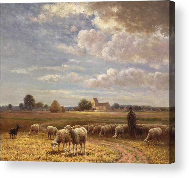 Sheep Acrylic Print featuring the painting Le Troupeau by Paul Chaigneau