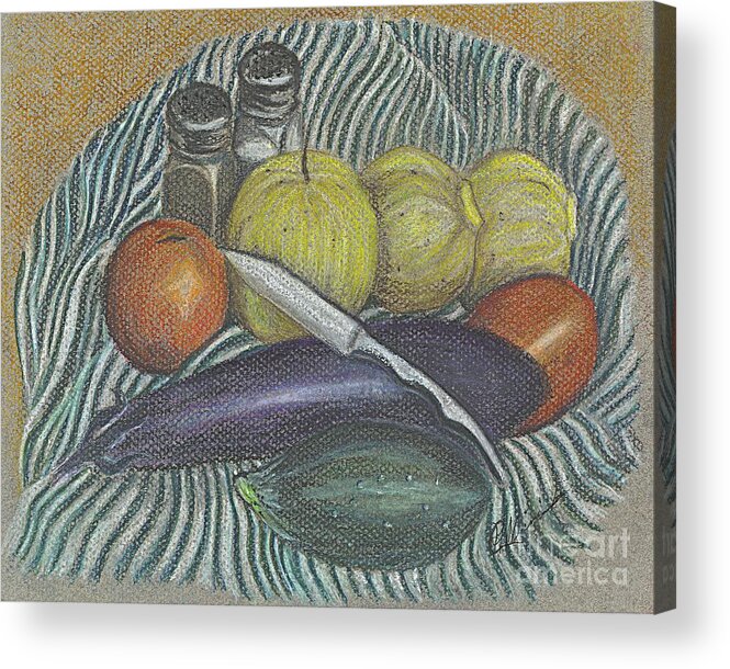 Harvest Acrylic Print featuring the drawing Lemon Cucumbers by Carol Wisniewski