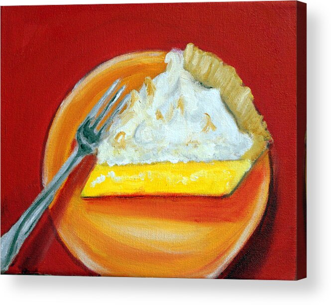 Pie Acrylic Print featuring the painting Lemon Meringue Pie by Katy Hawk