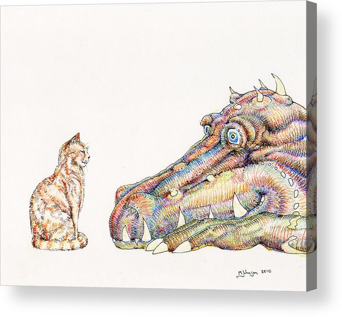 Whimsies Acrylic Print featuring the drawing Let's Play by Mark Johnson