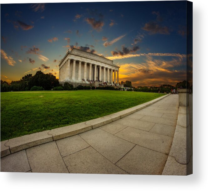 D.c. Acrylic Print featuring the photograph Lincoln Memorial Sunset by Chris Bordeleau