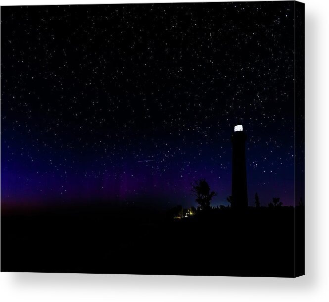 Northern Lights Acrylic Print featuring the photograph Little Sable Northern Lights by Joe Holley
