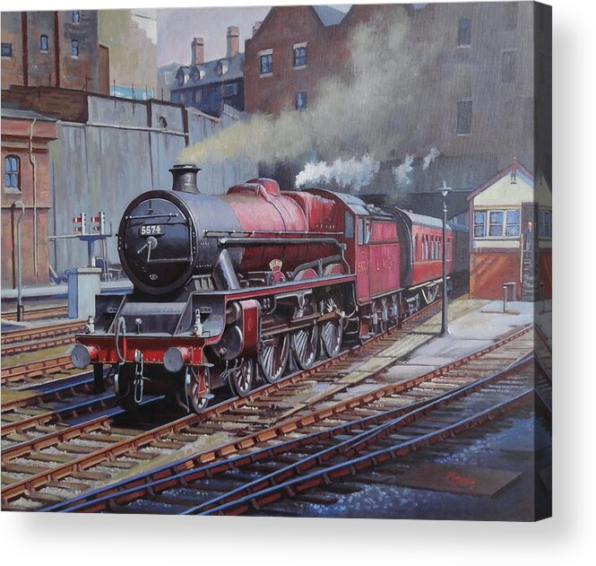 Jubilee Acrylic Print featuring the painting LMS Jubilee at New Street. by Mike Jeffries