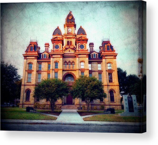 Lockhart Texas Acrylic Print featuring the photograph Lockhart Courthouse in Rural Texas by Ray Devlin