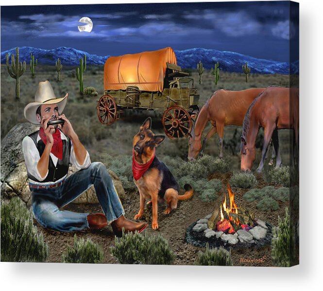 Lonesome Cowboy Acrylic Print featuring the digital art Lonesome Cowboy by Glenn Holbrook