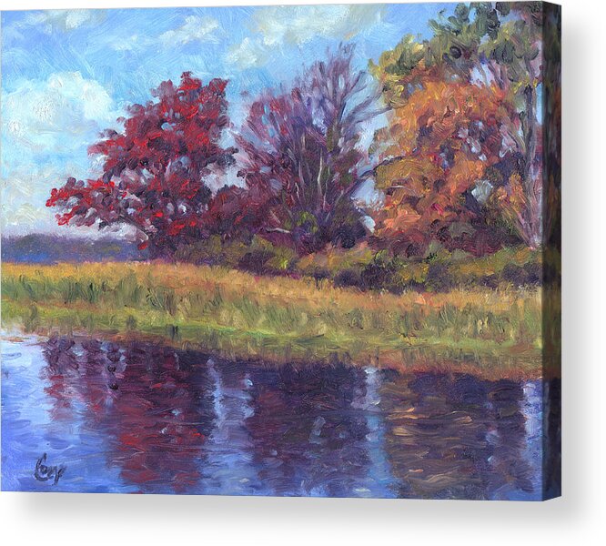 Autumn Acrylic Print featuring the painting Long Pond Reflections by Michael Camp