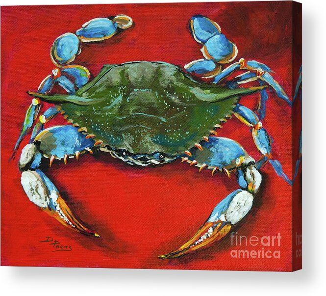 New Orleans Art Acrylic Print featuring the painting Louisiana Blue on Red by Dianne Parks