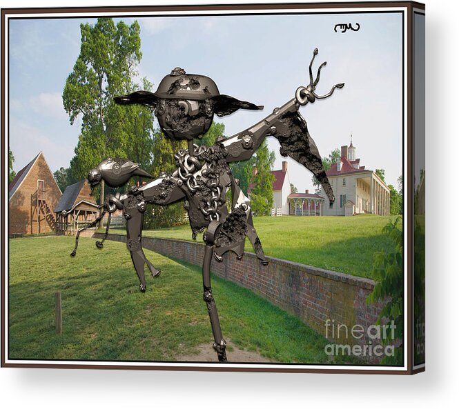 Modern Painting Acrylic Print featuring the digital art Love between scarecrow and bird 19 by Pemaro