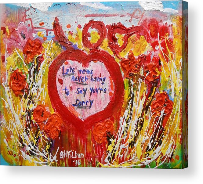 Love Story Acrylic Print featuring the painting Love Story Flower Garden by GH FiLben