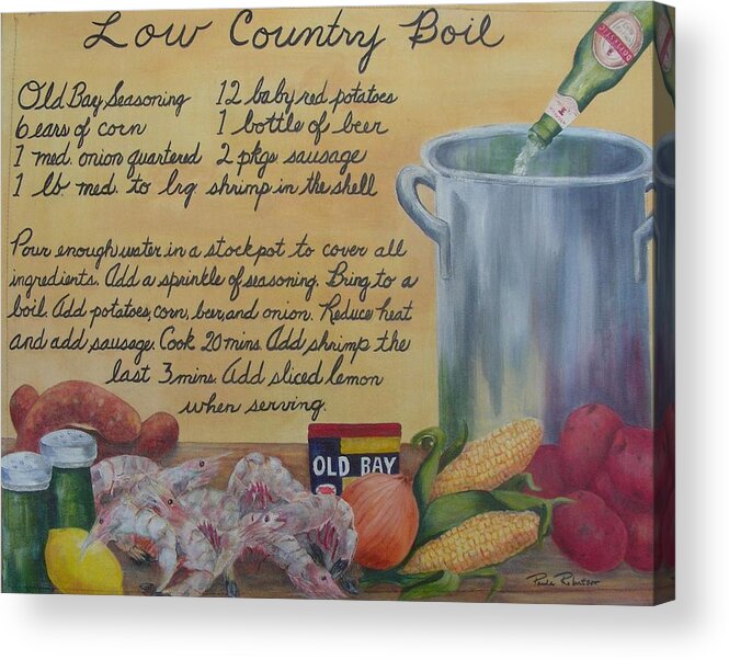Low Country Acrylic Print featuring the painting Low Country Boil by Paula Robertson