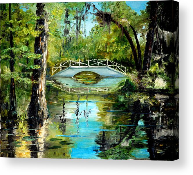 Magnolia Acrylic Print featuring the painting Low Country Bridge by Phil Burton