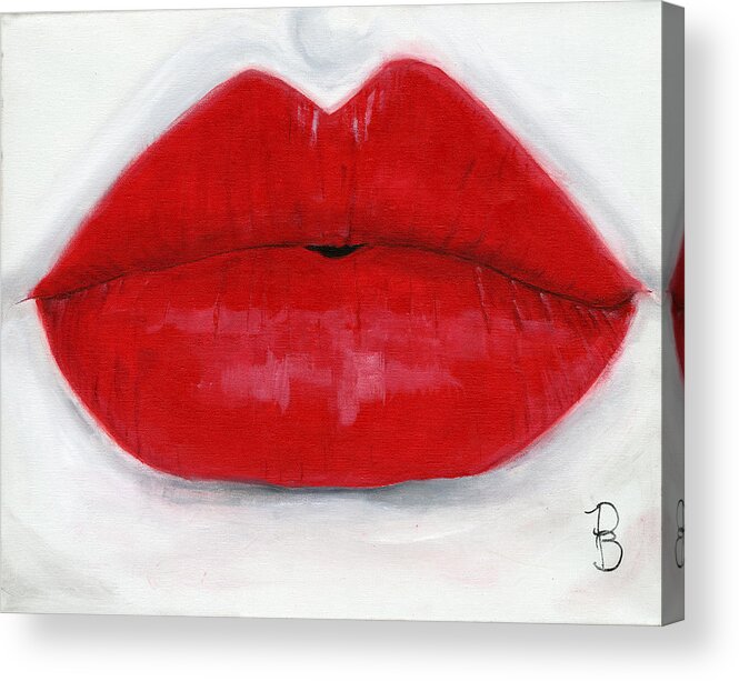Red Lips Acrylic Print featuring the painting Luscious Lips by Debbie Brown