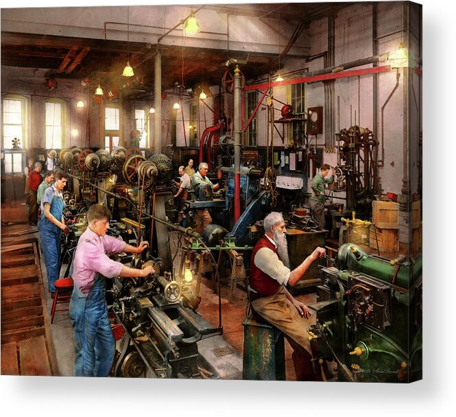 Machinist Acrylic Print featuring the photograph Machinist - The master class 1920 by Mike Savad