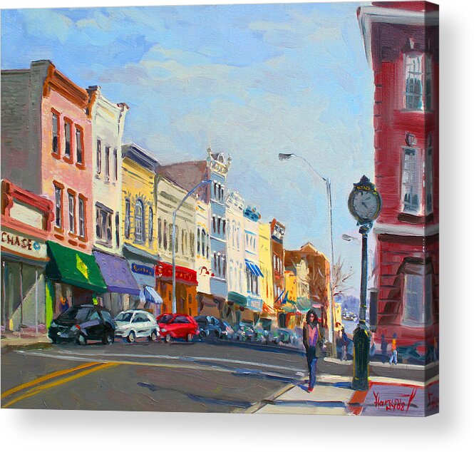 Main Street Acrylic Print featuring the painting Main Street Nayck NY by Ylli Haruni