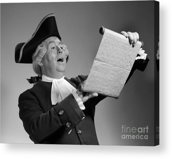 1700s Acrylic Print featuring the photograph Man In Colonial Town Crier Costume by H. Armstrong Roberts/ClassicStock