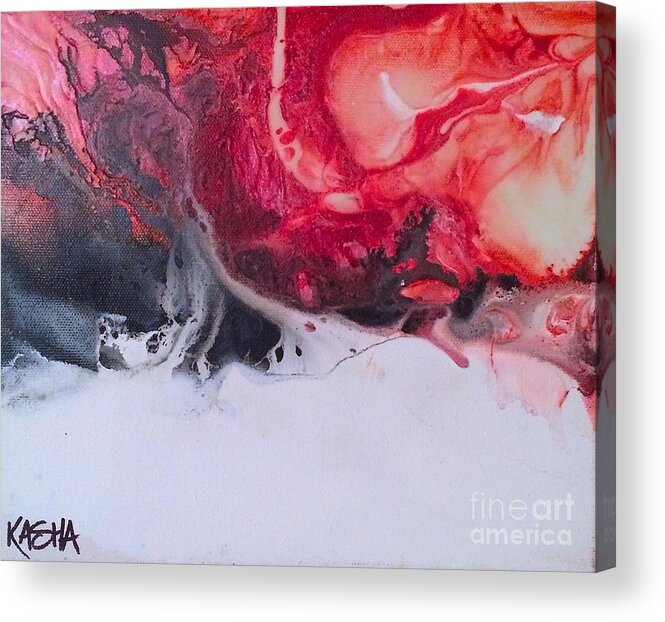 Red Acrylic Print featuring the painting Marble-ized. by Kasha Ritter