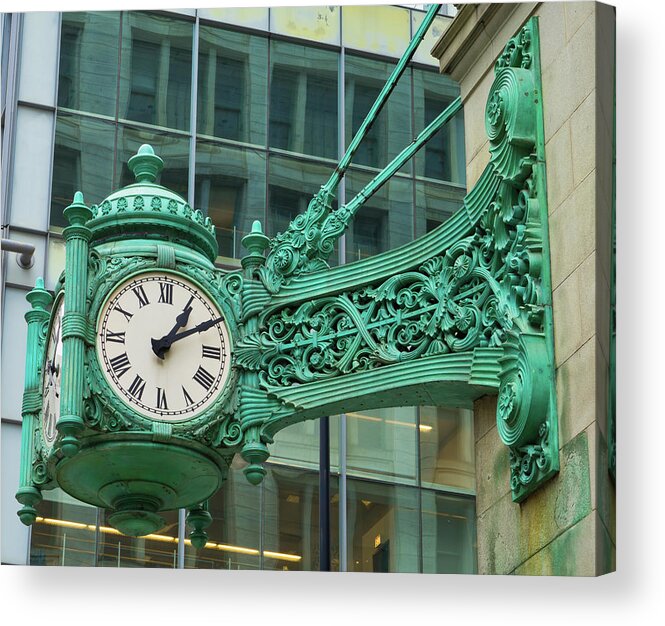 Architecture Acrylic Print featuring the photograph Marshall Field Great Clock by Jerry Fornarotto