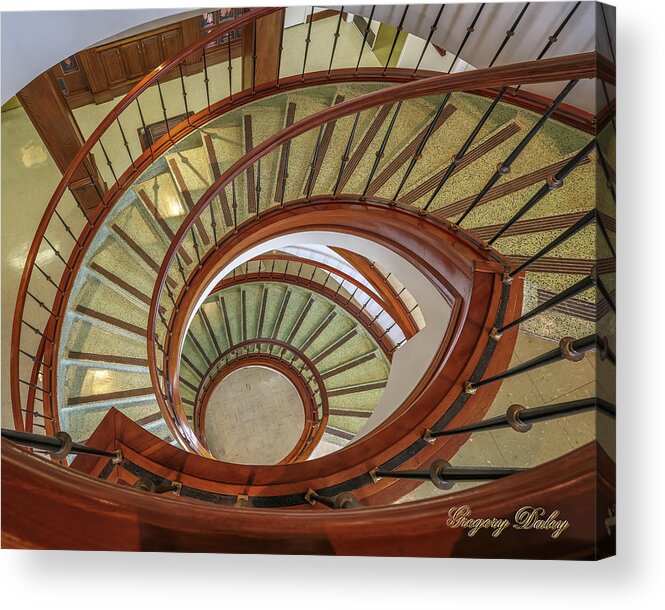 Ul Acrylic Print featuring the photograph Marttin Hall Spiral Stairway by Gregory Daley MPSA