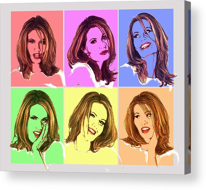 6 Poses Of The Same Face Acrylic Print featuring the digital art Max x6 by Leo Malboeuf