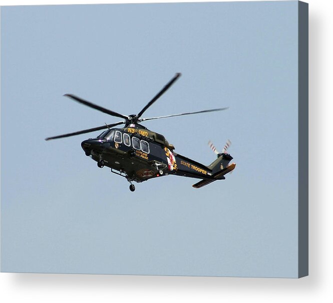 Helicopter Acrylic Print featuring the photograph MD State Police Helicopter by Robert Banach