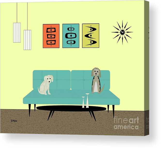 Mid Century Modern Dog Acrylic Print featuring the digital art Mid Century Modern Dogs 2 by Donna Mibus