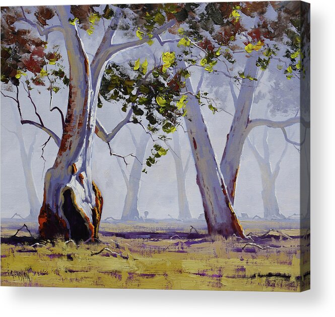 Misty Acrylic Print featuring the painting Misty Gums by Graham Gercken