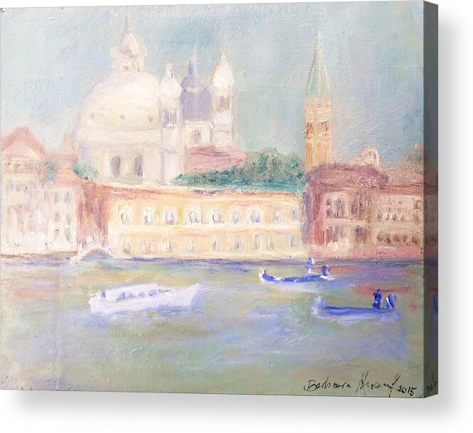 Venice Acrylic Print featuring the painting Misty Morning on the Canale Grande by Barbara Anna Knauf