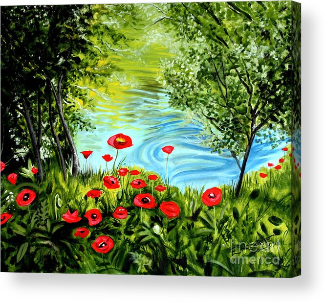 Landscape Acrylic Print featuring the painting Monte Rio Poppies by Elizabeth Robinette Tyndall