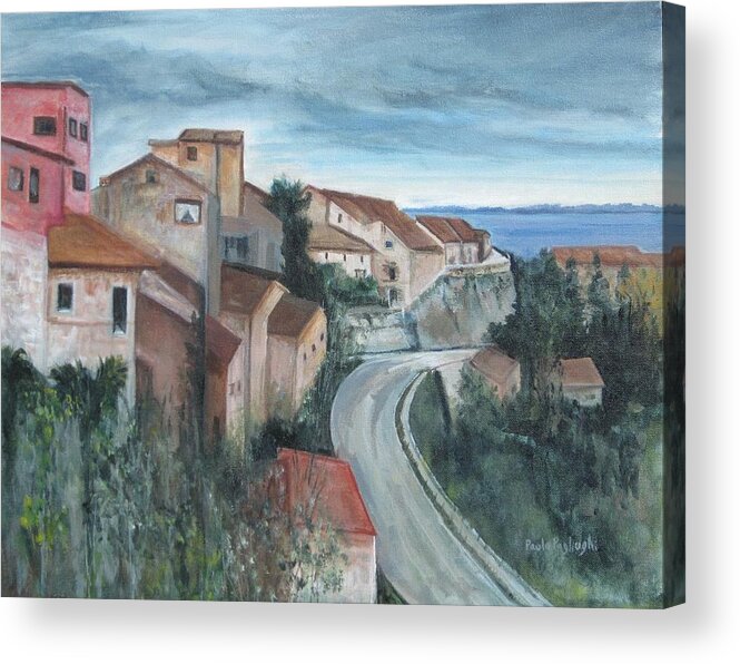 Italy Acrylic Print featuring the painting Montepulciano by Paula Pagliughi