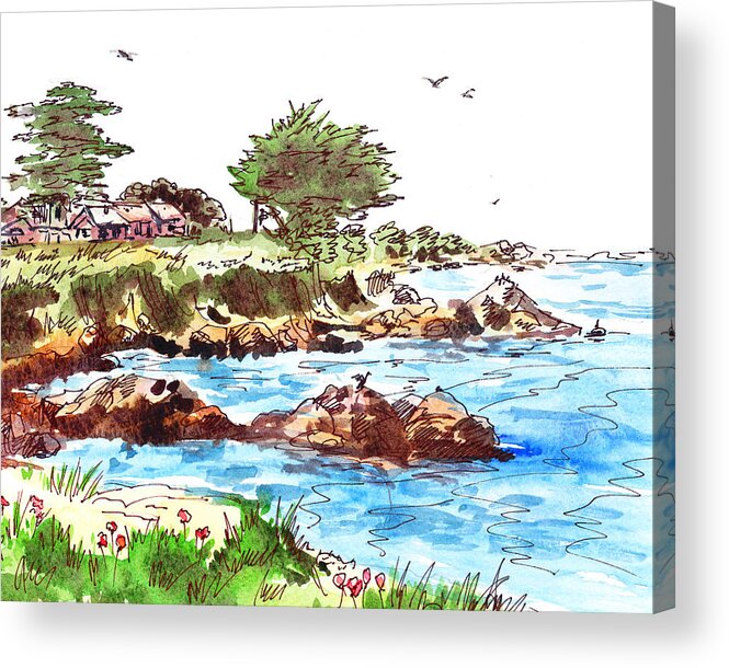 Monterey Shore Acrylic Print featuring the painting Monterey Shore by Irina Sztukowski
