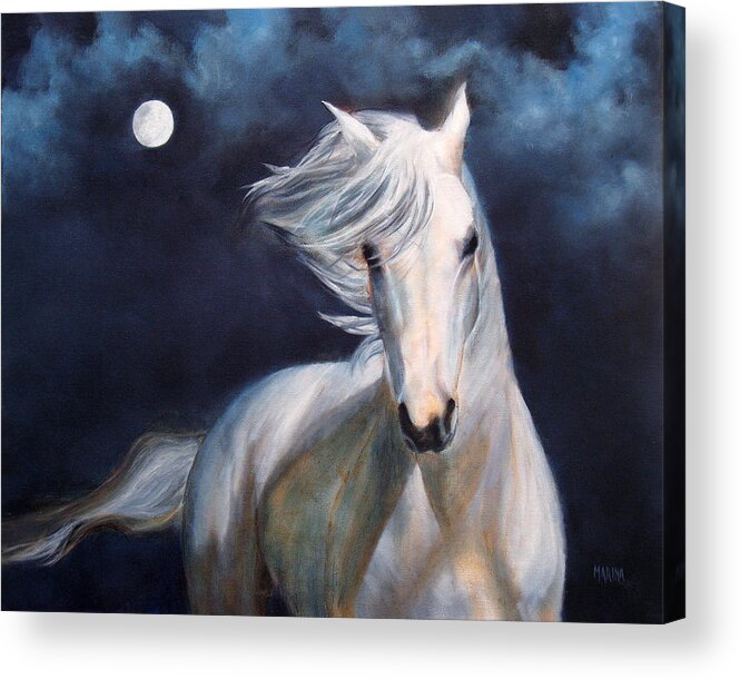 Horse Acrylic Print featuring the painting Moonsilver by Marina Petro
