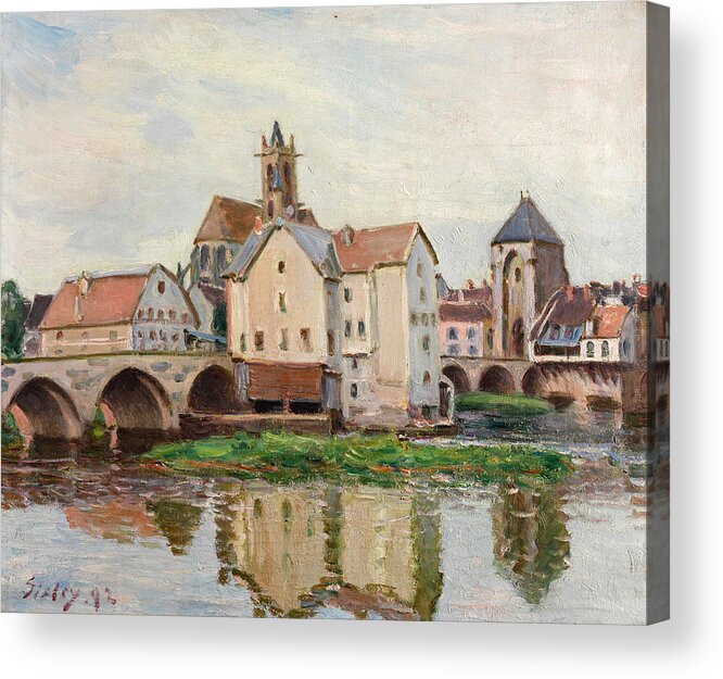 Alfred Sisley Acrylic Print featuring the painting Moret-sur-Loing. Morning by Alfred Sisley
