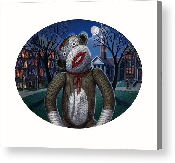 Sock Monkey Acrylic Print featuring the painting Mortal Words by Robin Moline