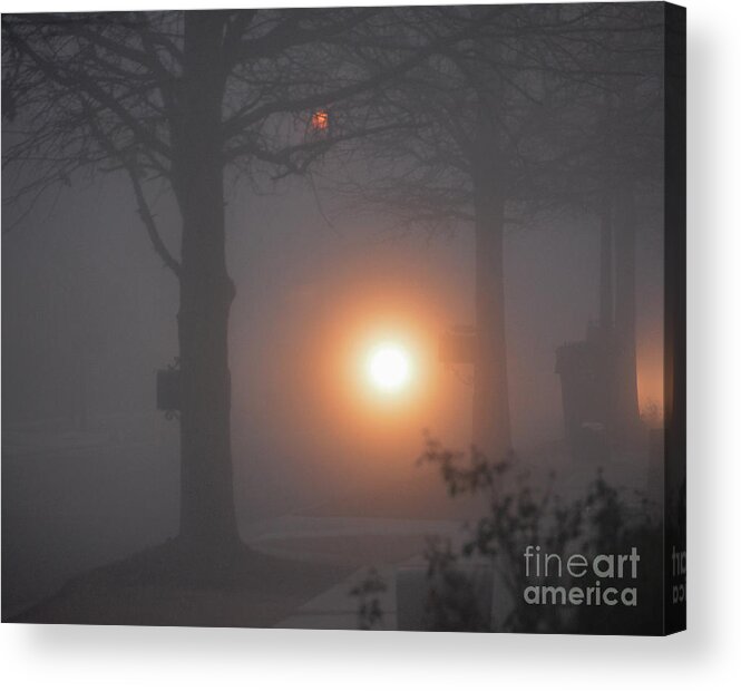 Adrian- Deleon Acrylic Print featuring the photograph Motorcycle In the fog in Loganville Georgia by Adrian De Leon Art and Photography