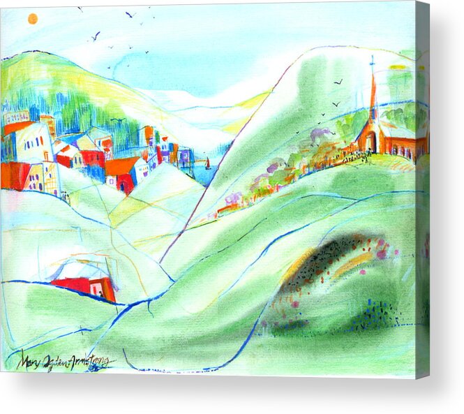 Mary Ogden Armstrong Acrylic Print featuring the painting Mountain Village by Mary Armstrong
