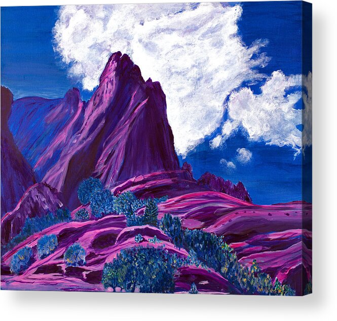Mountain Acrylic Print featuring the painting Mystic Mountain 20x24 by Santana Star