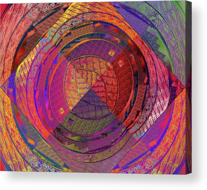 Silicon Valley Acrylic Print featuring the digital art National Semiconductor Silicon Wafer Computer Chips Abstract 5 by Kathy Anselmo
