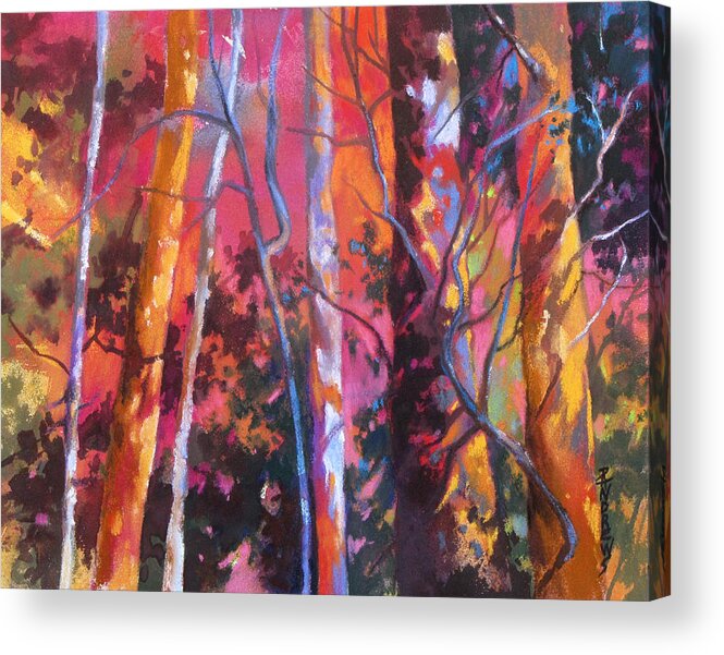 Trees Acrylic Print featuring the painting Neon Damsels by Rae Andrews