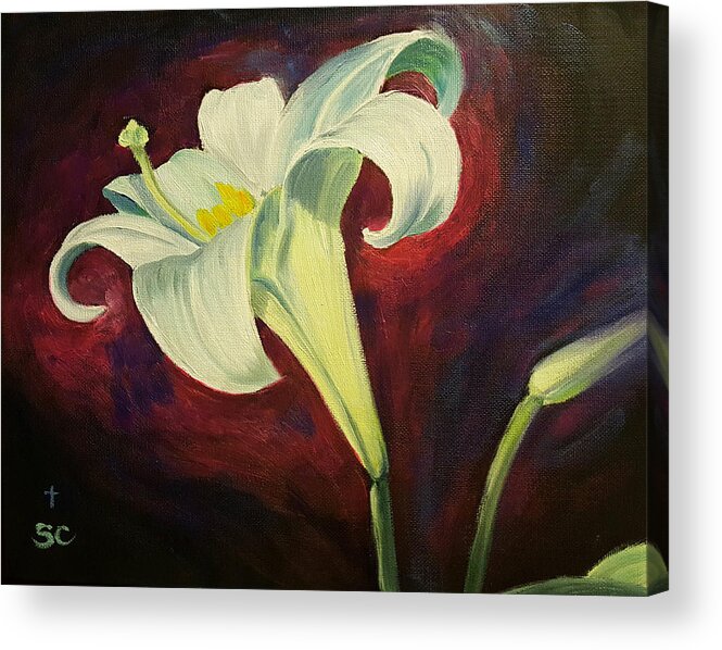 Lily Acrylic Print featuring the painting New Life by Sharon Casavant