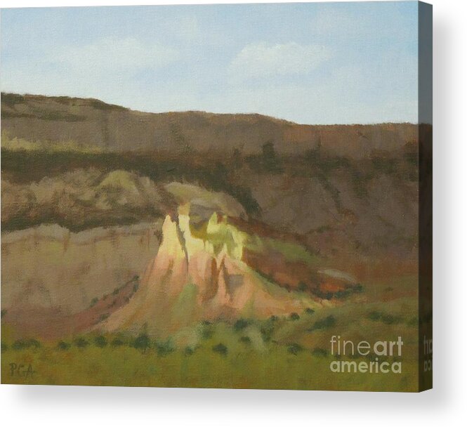 Northern New Mexico Acrylic Print featuring the painting New Mexican Statues by Phyllis Andrews