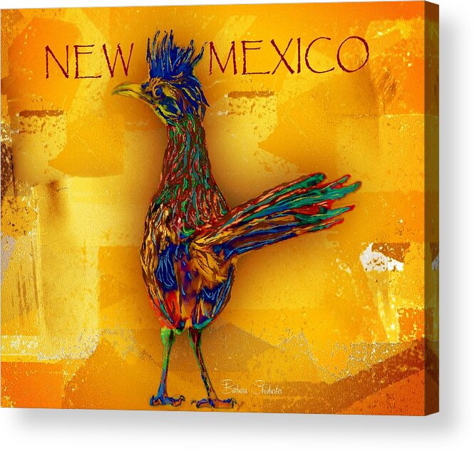 New Mexico Acrylic Print featuring the painting NEW MEXICO Roadrunner by Barbara Chichester