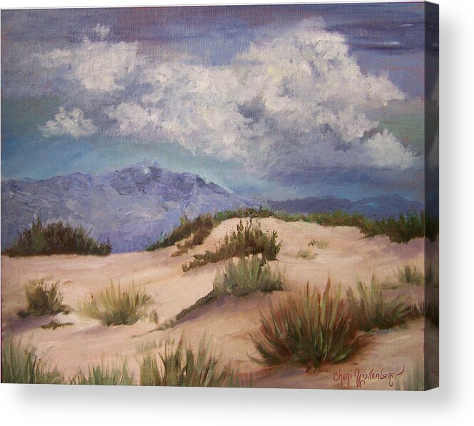 Landscape Acrylic Print featuring the painting New Mexico White Sands by Cheri Wollenberg