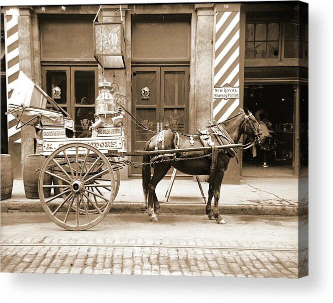 New Orleans Acrylic Print featuring the photograph New Orleans Milk Cart in Louisiana 1905 by Padre Art