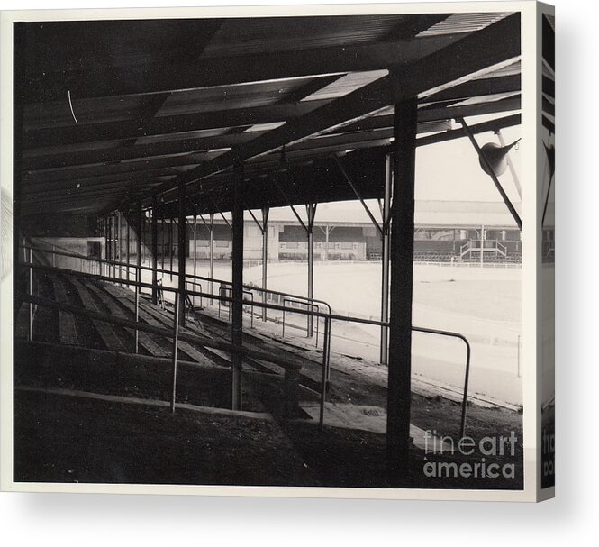  Acrylic Print featuring the photograph Newport County FC - Somerton Park - Cromwell Road End 1 - BW - 1960s by Legendary Football Grounds